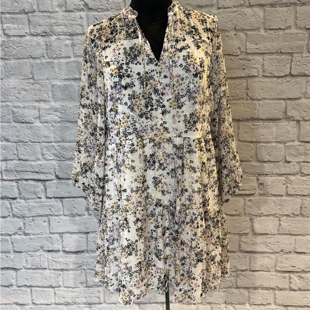 Torrid Chiffon Floral Clip Dot Lined Skater Dress Festival Ready! NWT!